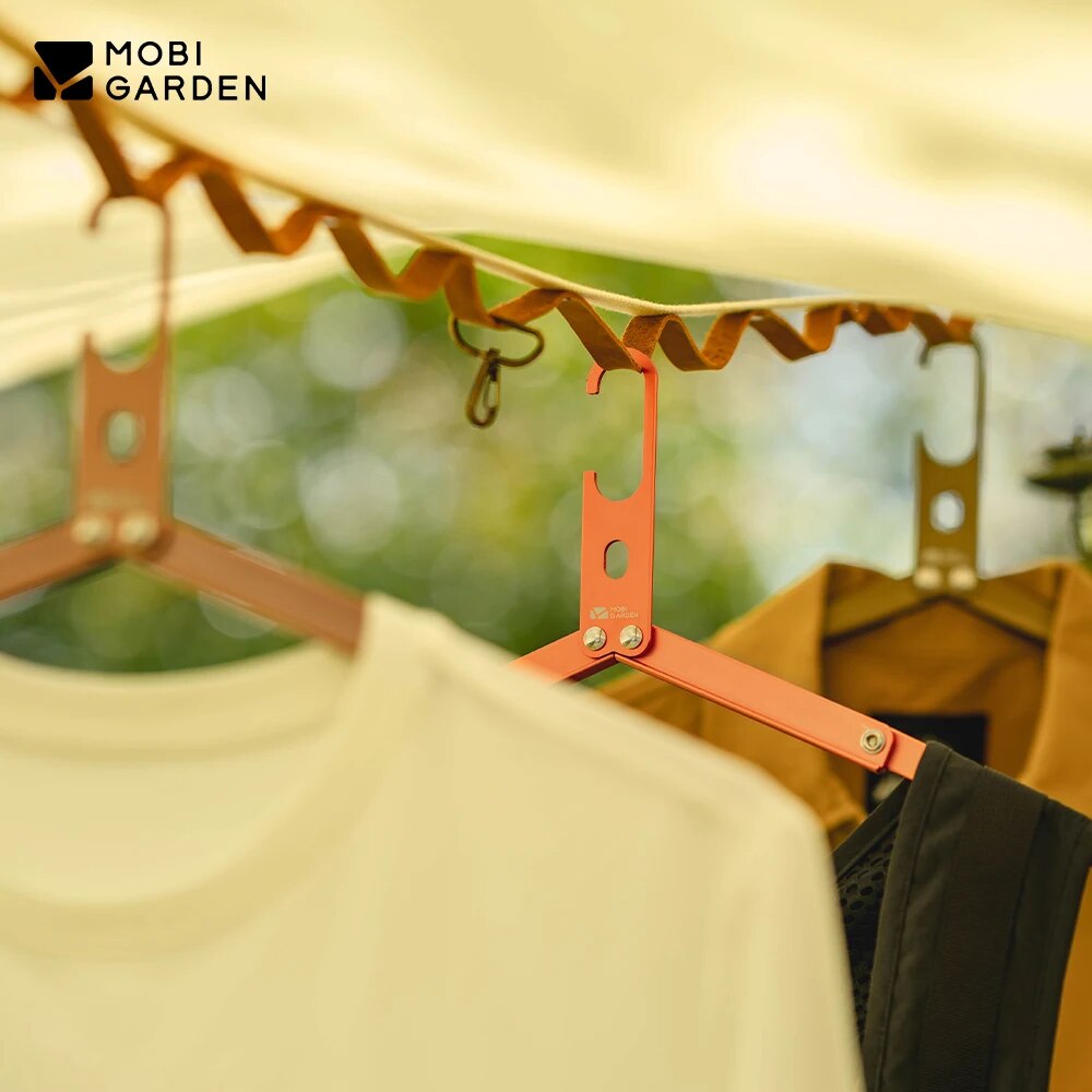 MOBI GARDEN Portable Aluminum Alloy Folding Hanger Ultralight Scalable Foldable Compact Hanger Outdoor Hanging clothes