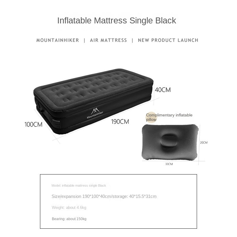 Mountainhiker Automatic Inflatable Mattress Portable High Air Bed Inflate USB C Charging Built-in Detachable Air Pump Queen King Size Black Beige Camping Mat Pad