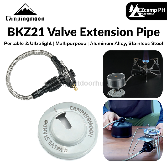 Campingmoon BKZ21 Valve Extension Pipe Portable Ultralight Black Invertible Gas Tank Hose Tube 20cm 60cm With Control Valve Male Female Butane Screw Type Adaptor Connector