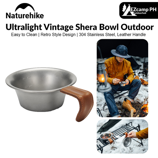 Naturehike Ultralight Vintage Shera Bowl Outdoor Portable Retro Stainless Steel Rice Bowl Cutlery With Insulated Handle Tableware Tool Camping