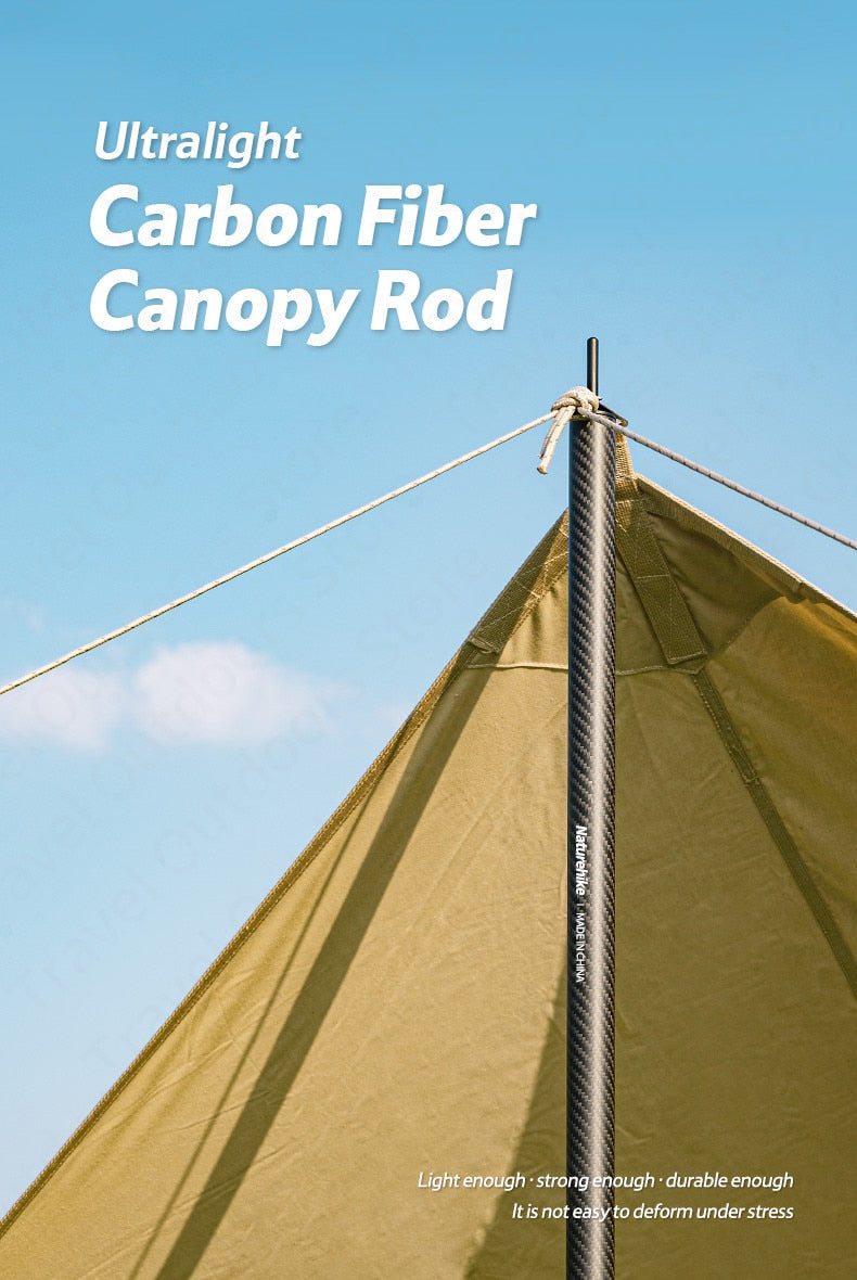 Naturehike Carbon Fiber Canopy Pole Portable Ultralight 2pcs Set 2.4m Awning Canopy Tarp Tent with Storage Bag Premium each Pole 4 Section Folding