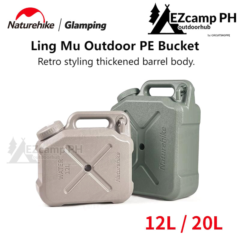 Naturehike 12L / 20L PE Outdoor Portable Bucket Food Grade Plastic Retro Style Travel Picnic Drinking Water Storage Container Camping Equipment