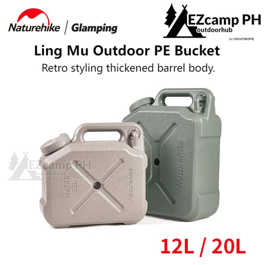 Naturehike 12L / 20L PE Outdoor Portable Bucket Food Grade Plastic Retro Style Travel Picnic Drinking Water Storage Container Camping Equipment