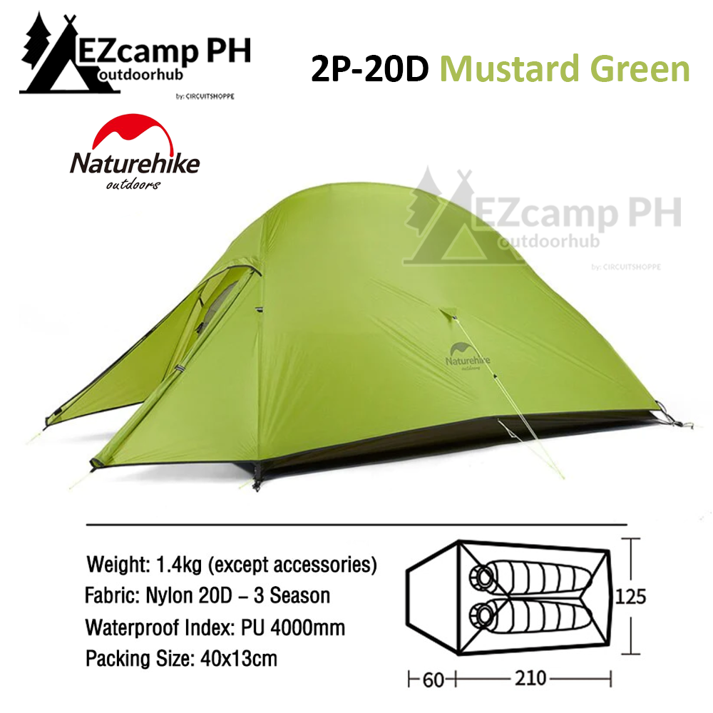 Naturehike Cloud Up Series 1 2 3 Person Portable Ultralight Outdoor Camping Hiking Waterproof 3 Season Camp Tent in 210T 20D Original Upgraded Version