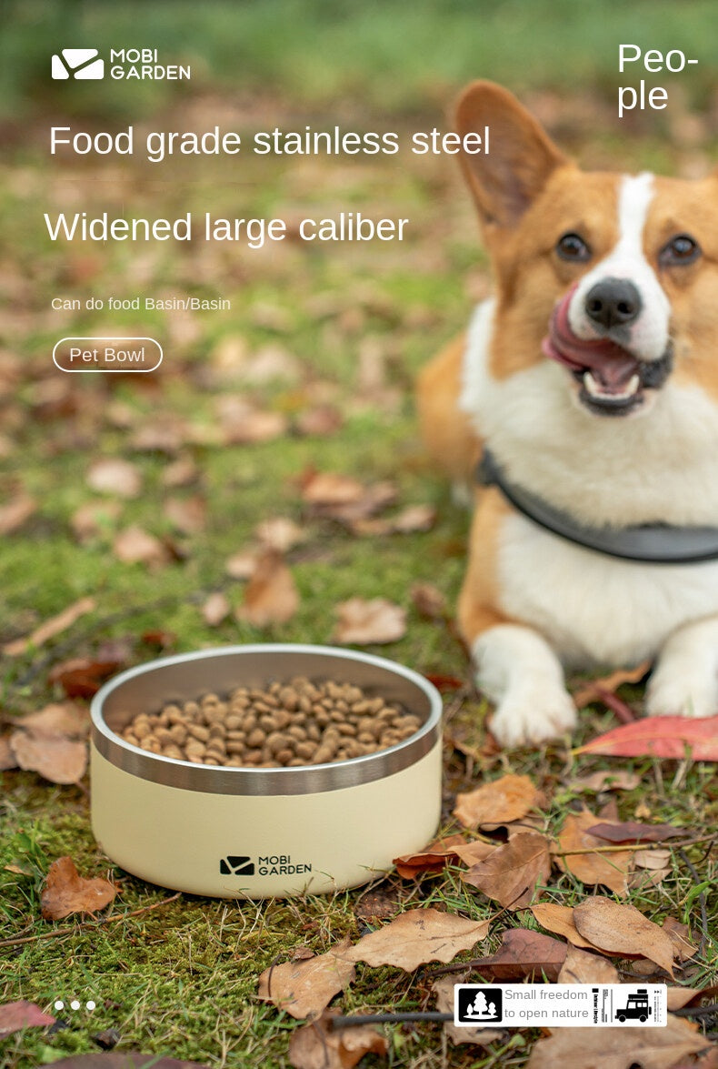 MOBI GARDEN Pet Bowl Dish Portable Lightweight Multipurpose Cat Dog Pet Food Bowl 304 Stainless Steel Anti-skid Tableware Water Basin Outdoor Camping