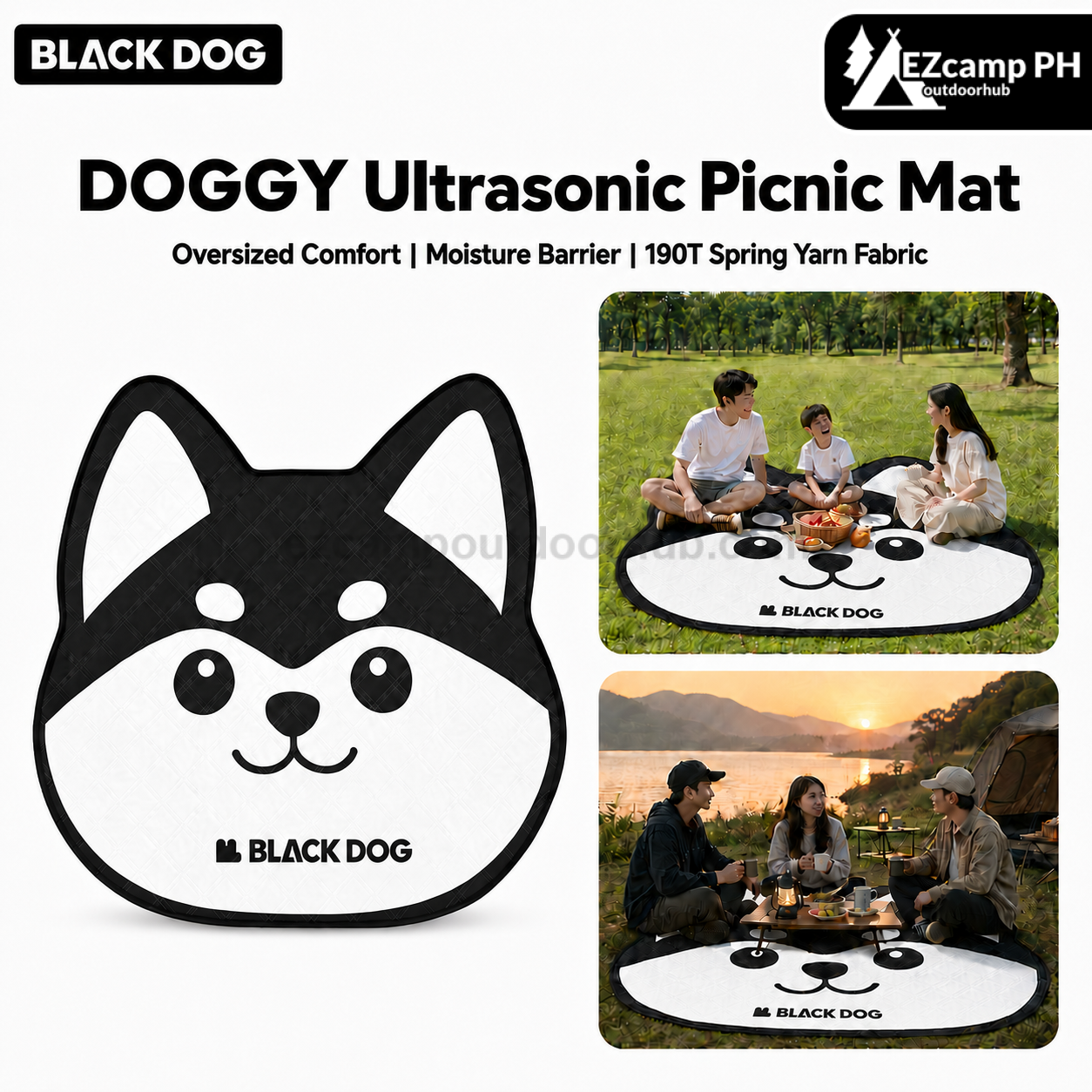 BLACKDOG DOGGY Ultrasonic Picnic Mat Portable Foldable Oversized Mattress Ground Pad Moisture Barrier Skin Friendly Machine Washable Outdoor Camping