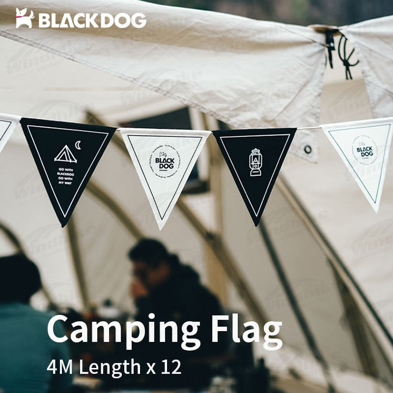 BLACKDOG Camping Atmosphere Pennant String Decor 12 Flag 4M Wind Canopy Pole Rope Triangular Flag Festival Party Decoration Hanging Brand Banner