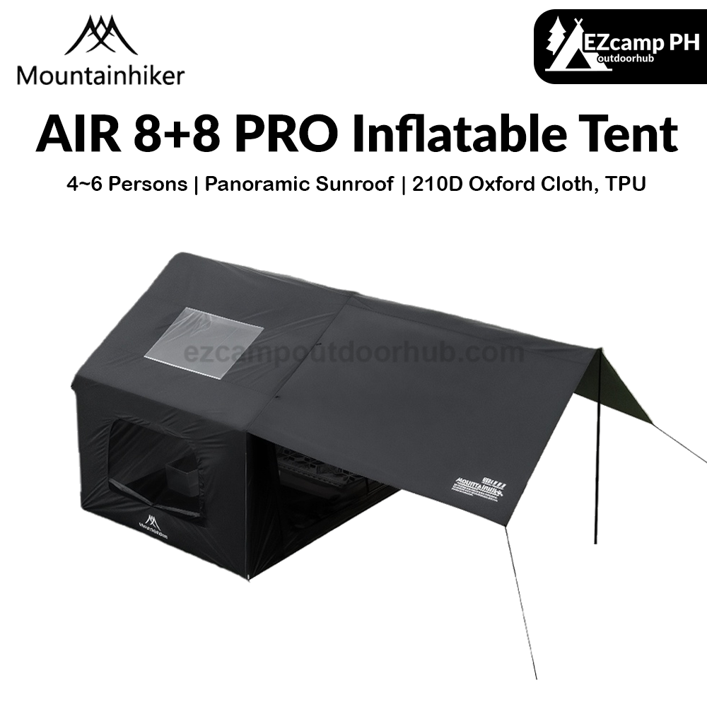 Mountainhiker AIR 8+8 PRO Inflatable Tent Spacious Interior Cabin Style 4-6 Persons Black Silver Coated Sunscreen With Extended Awning Canopy Outdoor