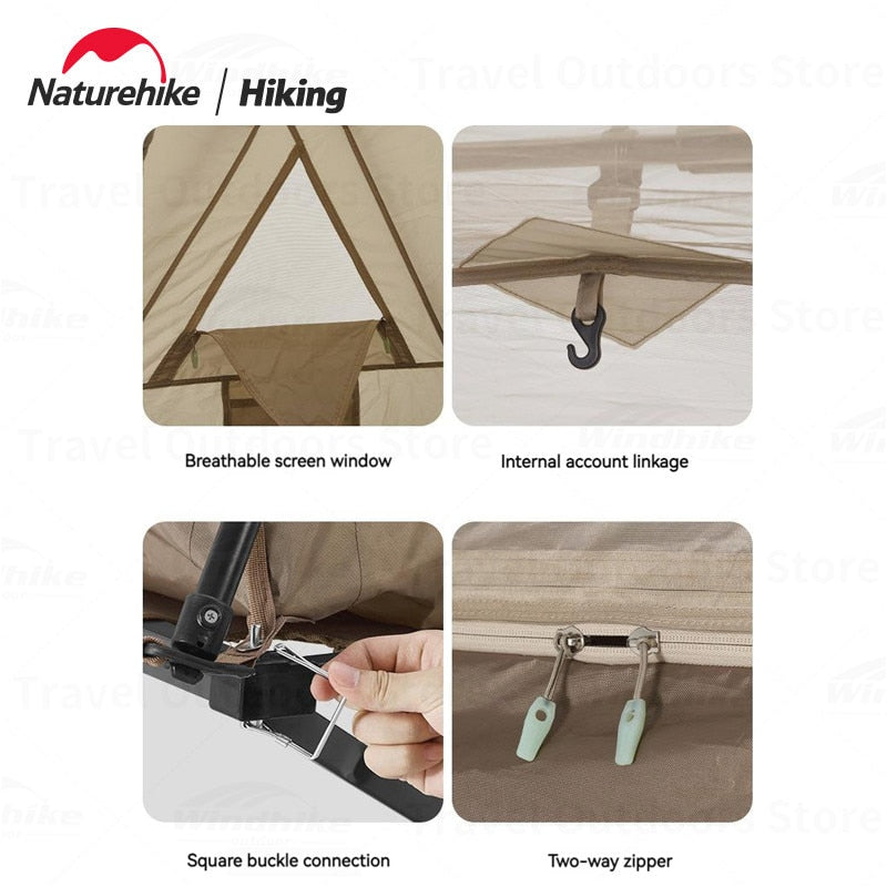 Naturehike A-TYPE Series Off the Ground Automatic Camping Tent for 1 and 2 Person 210D Outdoor Waterproof Folding Bed Cot + Shelter Easy Quick Setup