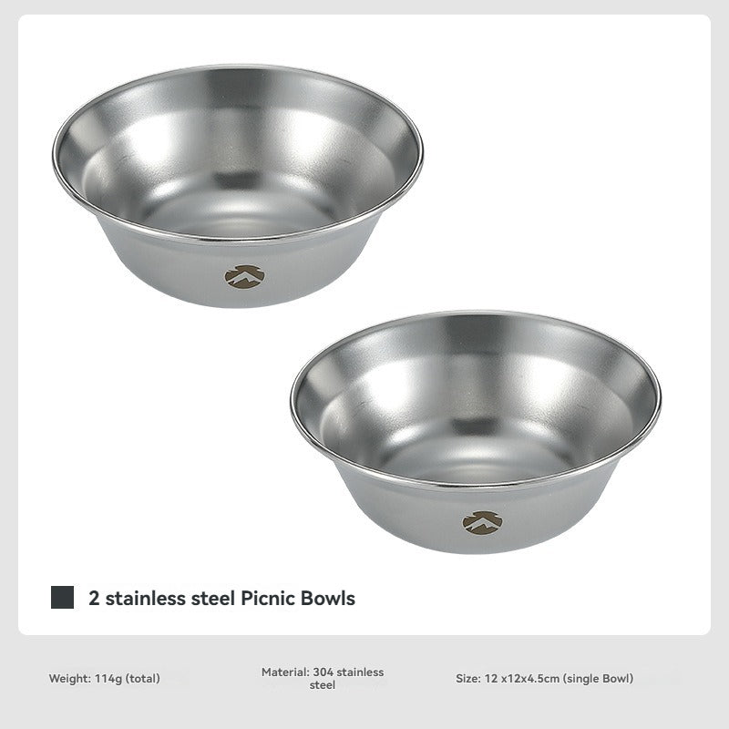Campingmoon Picnic Bowls Portable Lightweight Stainless Steel Camping Bowl Stackable Easy To Clean Anti-Corrosion Outdoor Camping Hiking