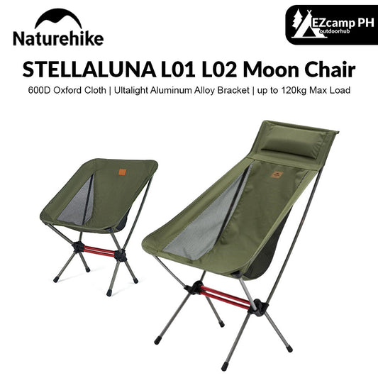 Naturehike STELLALUNA L01 L02 Small Large Portable Outdoor Camping Ultralight Folding Moon Chair 120kg Max Load Aluminum Alloy Hiking Travel Foldable