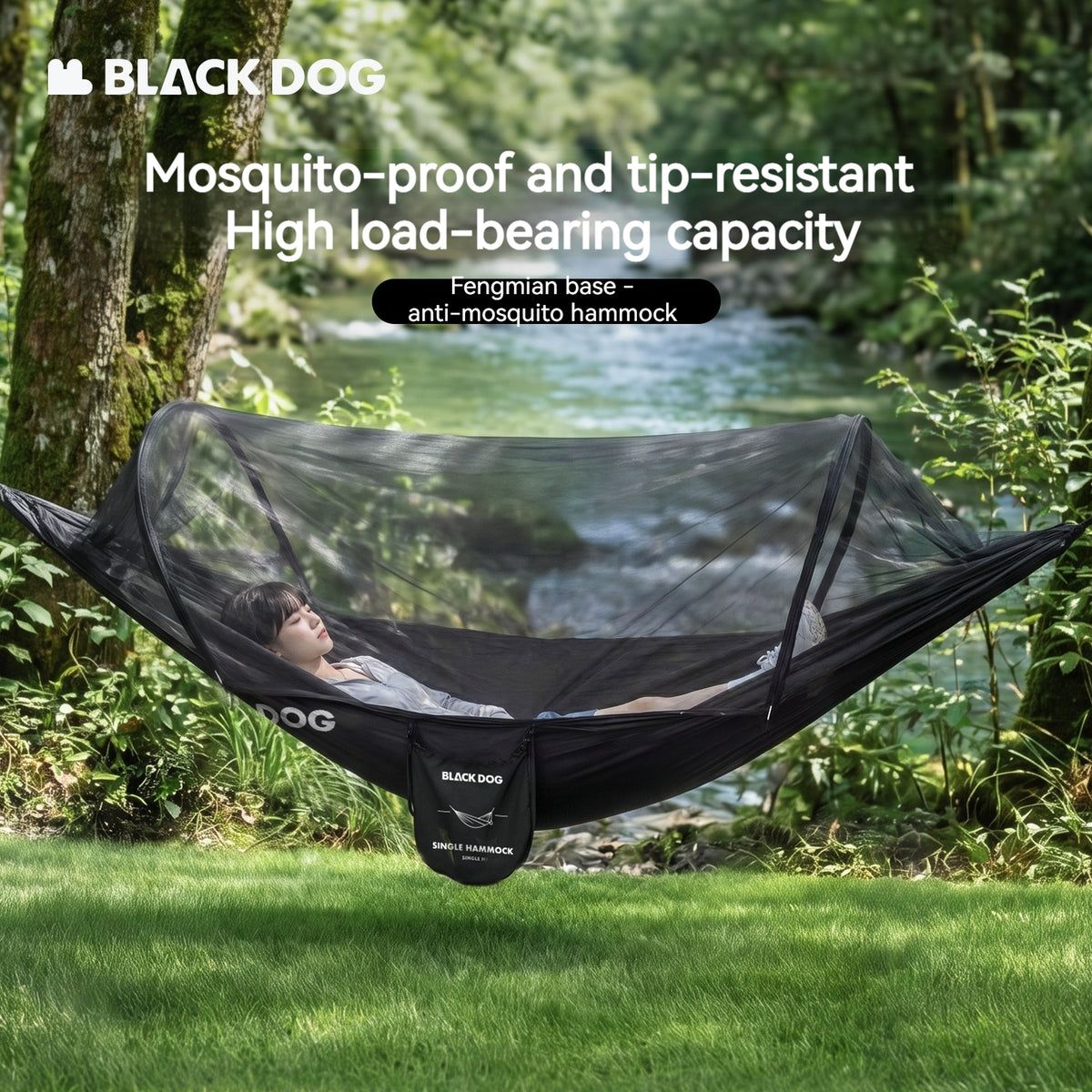 Blackdog FOREST NEST Camping Hammock With Mosquito Net Cover Outdoor Hanging Sleeping Bed 300kg Max
