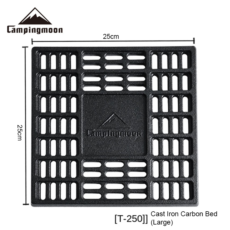 CAMPINGMOON Outdoor Camping Barbecue Fire Table Cast Iron Carbon Bed Durable Grill Thick Cast Iron Square BBQ Roasting Coal Rack Stable Coal Bed
