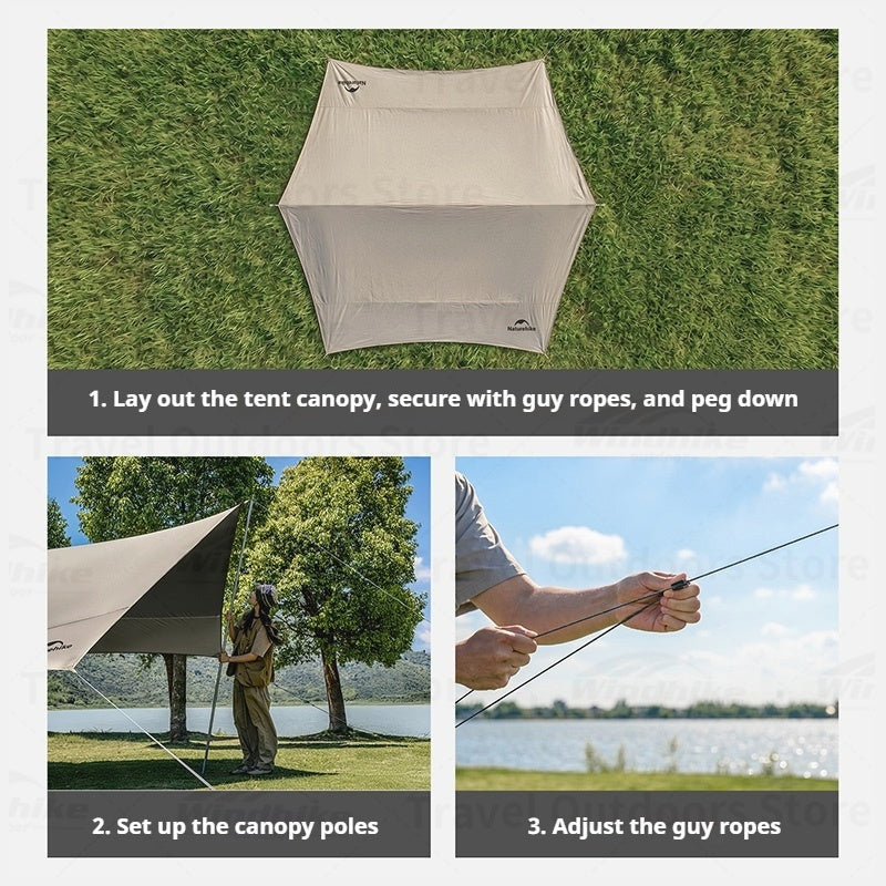Naturehike CLOUD SKY Camping Tarp Windproof Sunshade Sun Shelter Awning Tent Shade Beach Tourist Canopy Awning 150D Waterproof Outdoor Camping Gear