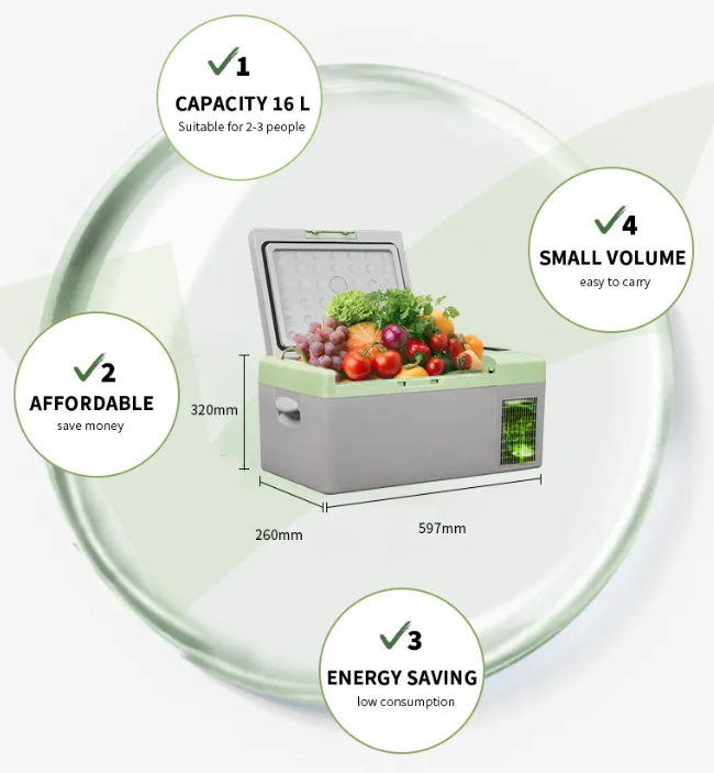 ALPICOOL Y Series Y16 Y16E 16L Mini Portable 12V 24V DC Car Auto RV Camping Refrigerator Compressor Cooling Cooler Ref Fridge Freezer 220V AC Optional Battery Y 16 16E