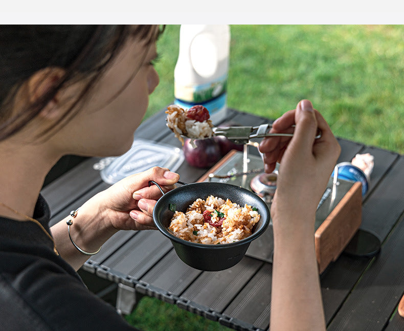 BLACKDOG Black Stainless Steel Shera Bowl With Non Stick Coating Portable 310ml Tableware Cookware Salad Dish Hang Handle Design Tableware Cup Pot