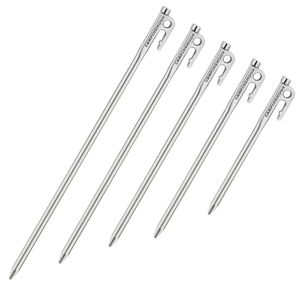 CAMPINGMOON R SERIES Stainless Steel Peg Stakes Camping Portable Lightweight Tent Wind Rope Peg Stakes Ground Nail Pegs Outdoor Hiking Picnic Travel Heavy Duty Original Camping Moon 1pc Per Order