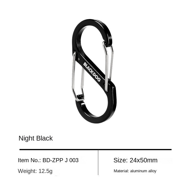 BLACKDOG 4pcs Black S Type Double Hook Carabiner Portable Lightweight Aluminum Alloy Dual Utility Buckle Hanging Keychain Holder Strap Key Chain