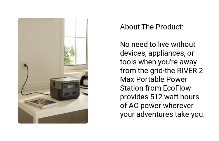 Ecoflow RIVER 2 Max Power Station 499/512Wh Solar Generator With LiFePO4 Battery Charging In 1 Hour 500W Up To 1000W With X-Boost Power Emergency Power Source Energy Storage