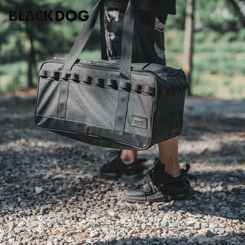 BLACKDOG Camping Equipment Storage Bag Portable Lightweight 30L Capacity Black Premium Tactical Design Bag Multi-Layer Waterproof PU Bottom 300D Oxford Cloth Material Tool Organizer Hiking Pinic Beach Travel Heavy Duty Original Black Dog