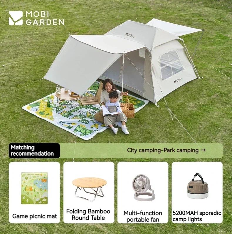 MOBI GARDEN Zero Home Edition 150 (Vinyl) Portable Lightweight 3-4 Persons Quick Automatic Pop Up Tent With Canopy Shelter Waterproof Outdoor Beach Travel