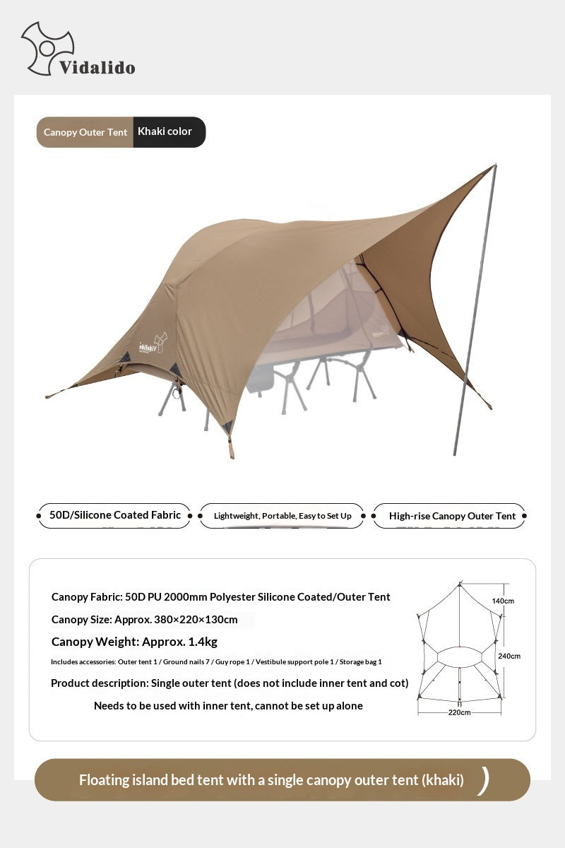 Vidalido Floating Island Bed Tent Double Layer Off The Ground Single Cot Bed Tent For 1 Person Waterproof Mosquito Repellent Field Folding Bed Outdoor