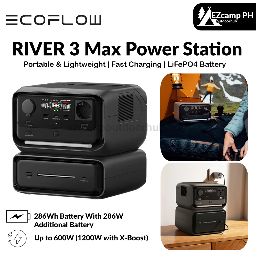 Ecoflow River 3 Max Power Station Portable Battery Backup Charging 80% In 1 Hours 600W Up To 1200W With X-Boost Battery Backup Energy Storage