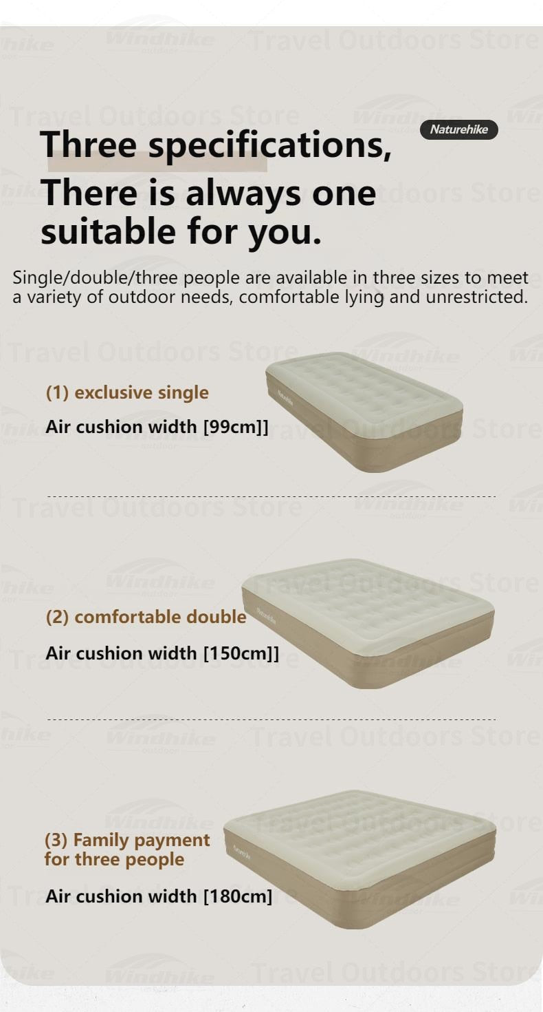 Naturehike 36cm Height Air Inflatable Bed 1P 2P 3P Automatic Self-inflating Electronic USB Chargeable Pump Mats High Sleeping Pad Inflatable Mattress