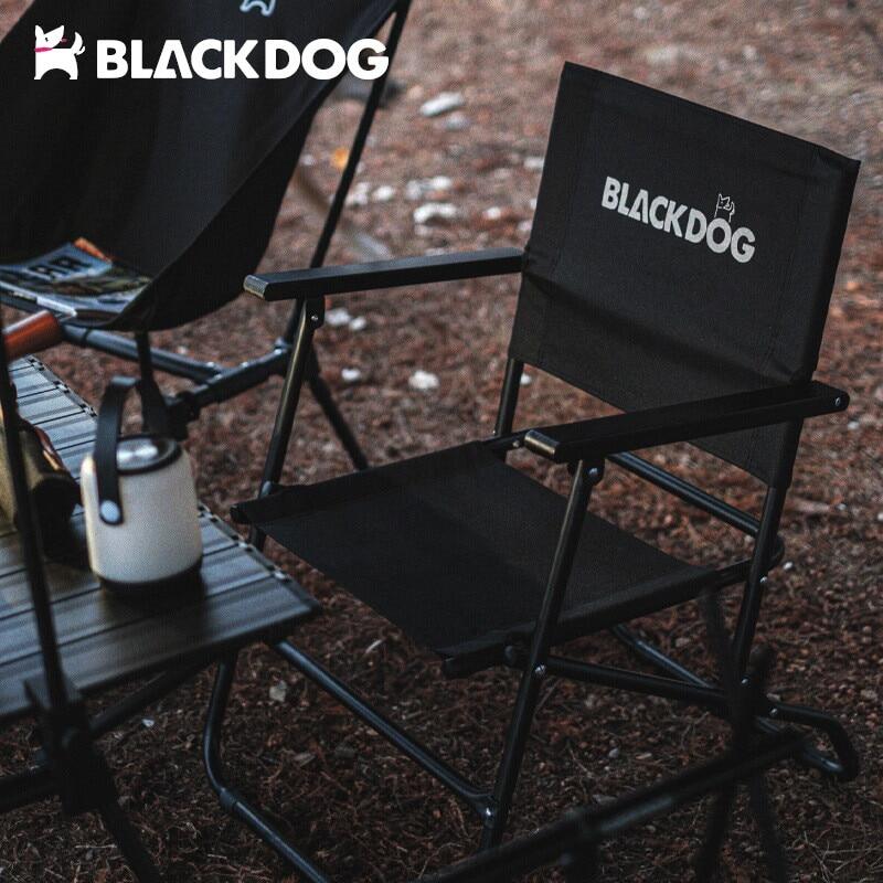 BLACKDOG Portable Black Folding Chair 3.7kg Durable 120kg Max Load Anti-skid Iron Pipe Support Kermit Foldable Chair With Armrest And Backrest