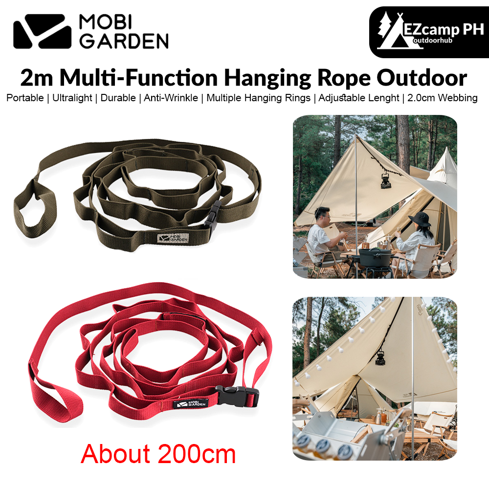 MOBI GARDEN 2m Multi-Function Hanging Rope Outdoor Adjustable Clothesline Lanyard Accesories Tool Windproof Cloth Storage Non-Slip Rope Extension Rope