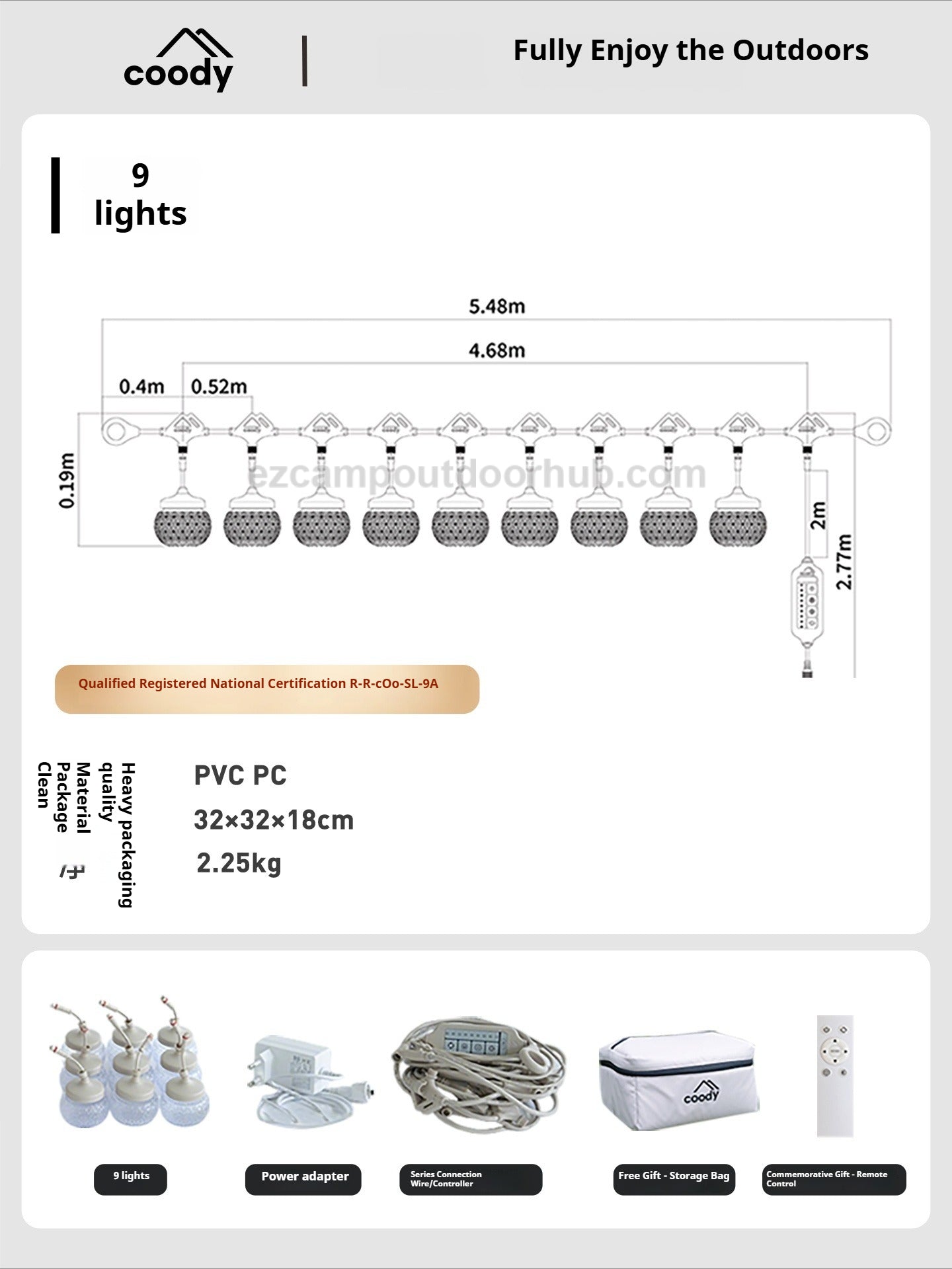 Coody Smart Party Light Tent Camp Light Premium Atmosphere Ambient Lamps LED String Waterproof Adjustable Color Temperature Strip Lantern Outdoor
