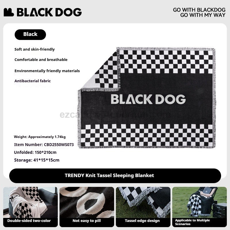 Blackdog TRENDY Knit Tassel Sleeping Blanket Dual-Tone and Dual-Face Checkered Pattern Comfortable Skin-Friendly Tassel Design Bed Sheet Outdoor