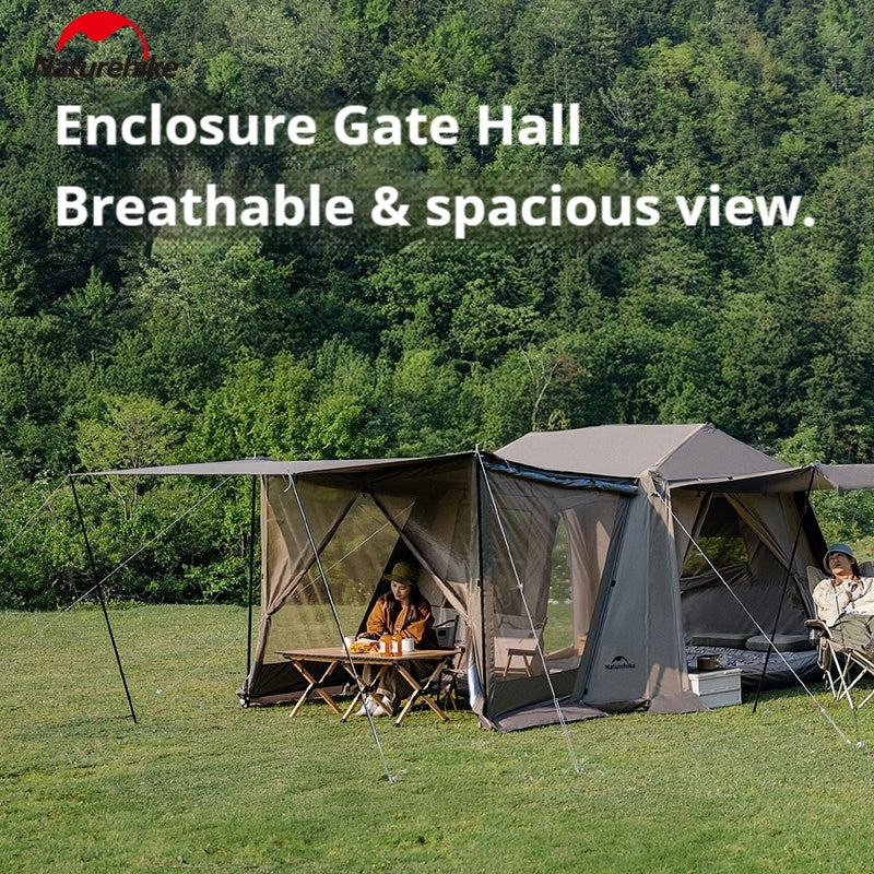 Naturehike VILLAGE 6.0 Gen 3 BASE / FLAGSHIP 4-5 Persons Fast Automatic Cabin Ridge Tent Multiple Setups 15.5m² Space Ti Black Sunscreen Outdoor