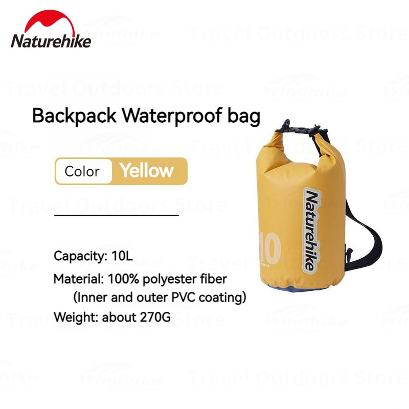 Naturehike Portable Heavy Duty Outdoor Bag IPX6 Waterproof Backpack Ultralight Bag 500D PVC Coating Wet And Dry Separation Fishing Snorkeling Swimming