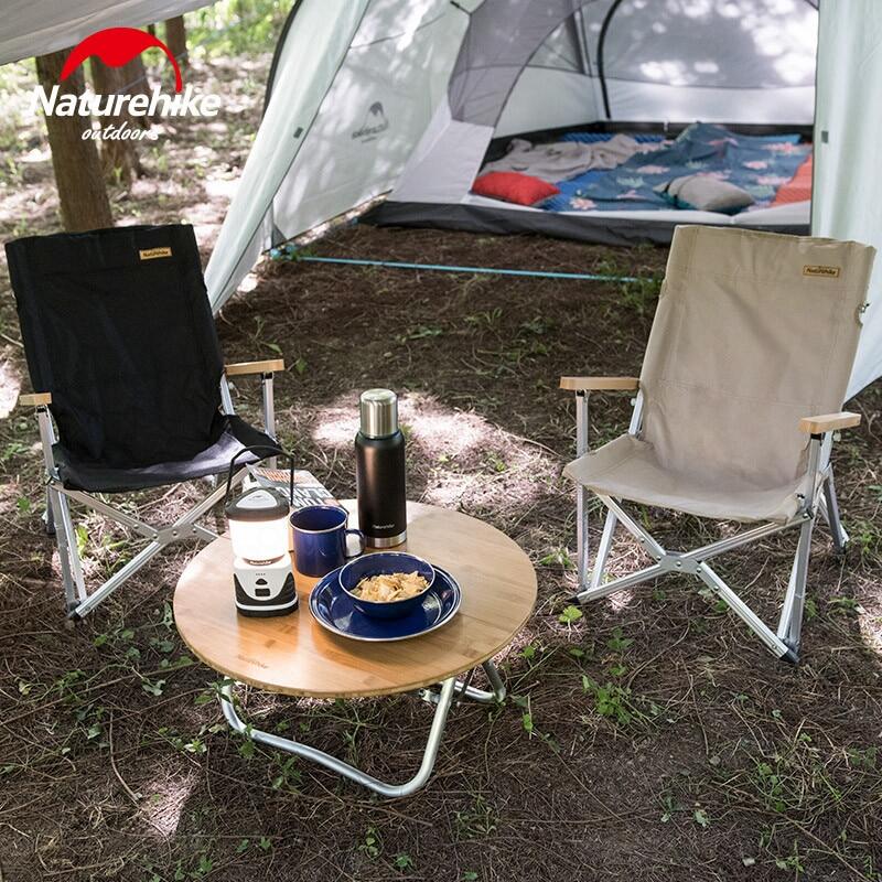 Naturehike Portable Folding Camping Chair With Wood Arm Rest up to 120kg Max Load with Storage Bag Camping Outdoor Director Shangye Seat Chair
