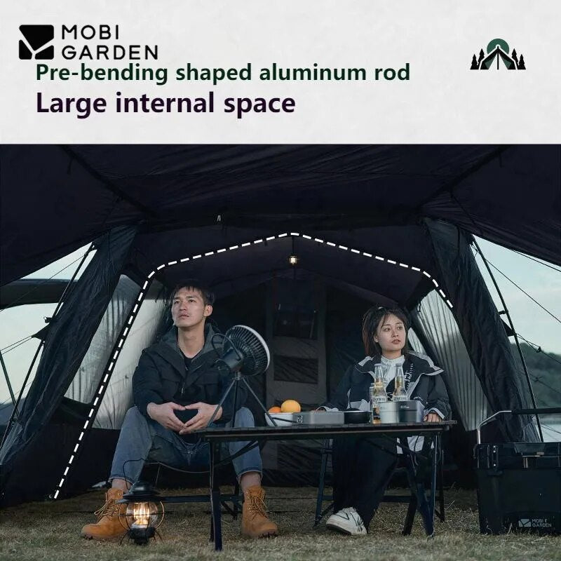 Mobi Garden RANGE ROVER Series 4 Rods Black Tunnel Type Camping Tent 23.1m² Extra Large Space for 8-10 Person 2 Bedrooms & 1 Living Room Aviation