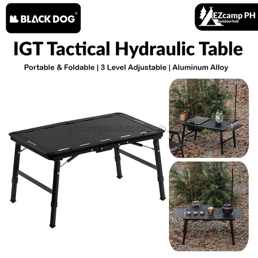BLACKDOG IGT Tactical Hydraulic Table Portable Quick Opening Tactical Desk Aluminum Alloy 3 Level Adjustable Height Outdoor Camping BBQ Picnic