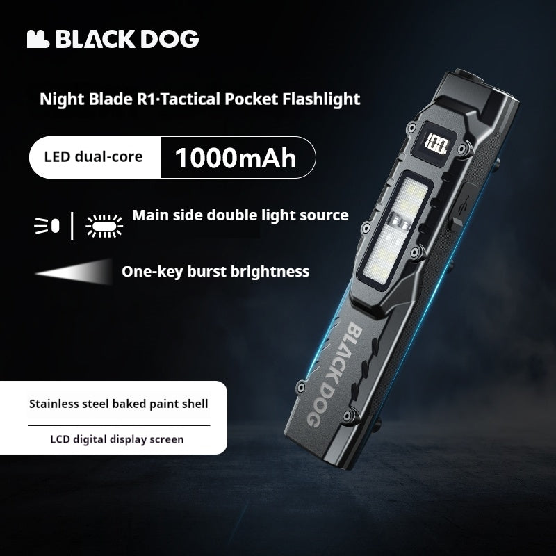 Blackdog NIGHT BLADE R1 Pocket Flashlight Portable Ultralight Multipurpose Tactical Dual LED Core Bright Flashlight IPX4 Waterproof 15H Battery Life 810LM Outdoor Hiking Travel