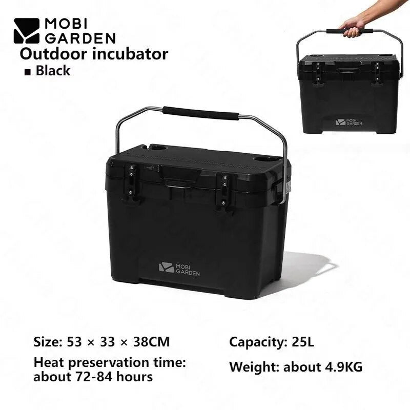 Mobi Garden GLACIER Rotomolded Cooler Storage Box 25L Food Drink Ice Chest Cold Hot Container Cold up to 84H Long Lasting Food Grade PU PP Material