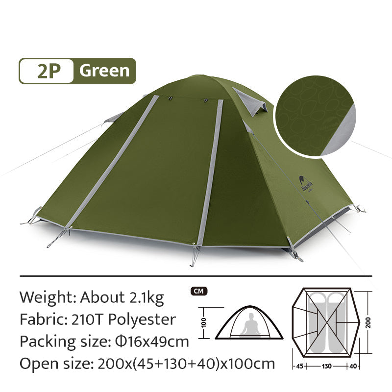 Naturehike 2 3 4 Person P-Series UPF50+ Outdoor Camping Tent Waterproof Windproof Portable Camp Heavy Duty Lightweight Camp Shelter for Nature Hike P Series Professional Hiking Backpacking