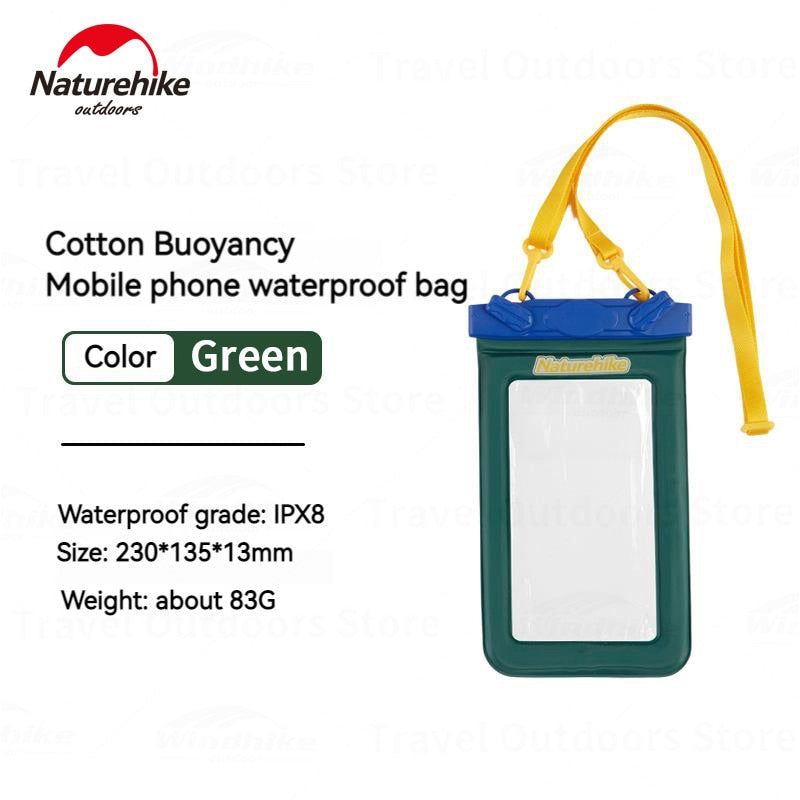 Naturehike Aqua Sealed Waterproof Smartphone Bag 50m Deep Touch Screen Hanging Neck Buoyancy Storage Dry Bag Cellphone Case Cover PVC Film Protective