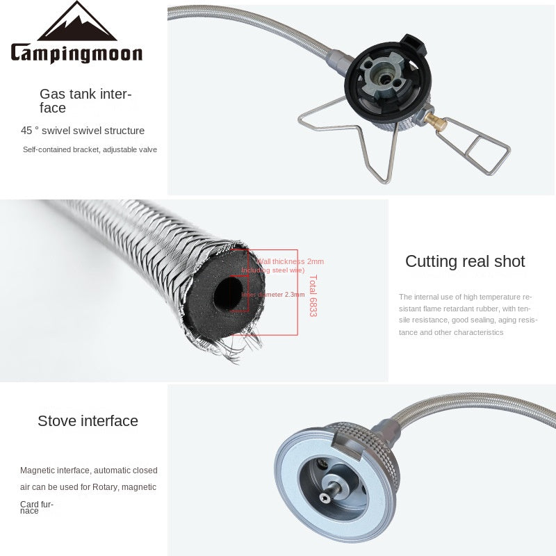 Campingmoon Gas Stove Adapter Burner Nozzle Type Standard Butane Fuel Gas Canister Hose Extension Tube Propane Cylinders Adaptor Stove Connector
