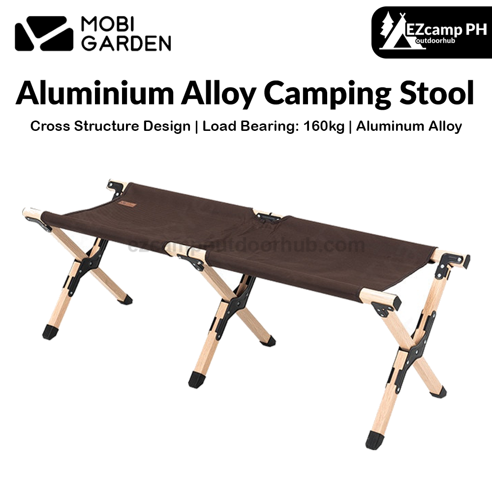MOBI GARDEN Aluminum Alloy Camping Stool 2 Persons Folding Chair Cross Structure Design Load Bearing 160kg 600D Oxford Cloth Picnic Fishing Chair