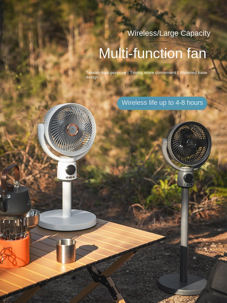 Mountainhiker Portable Oscillating Stand Fan Multifunctional Omnidirectional 3D Fan Wireless USB C Charging 8000mAh Battery Up To 8H Working Time Outdoor