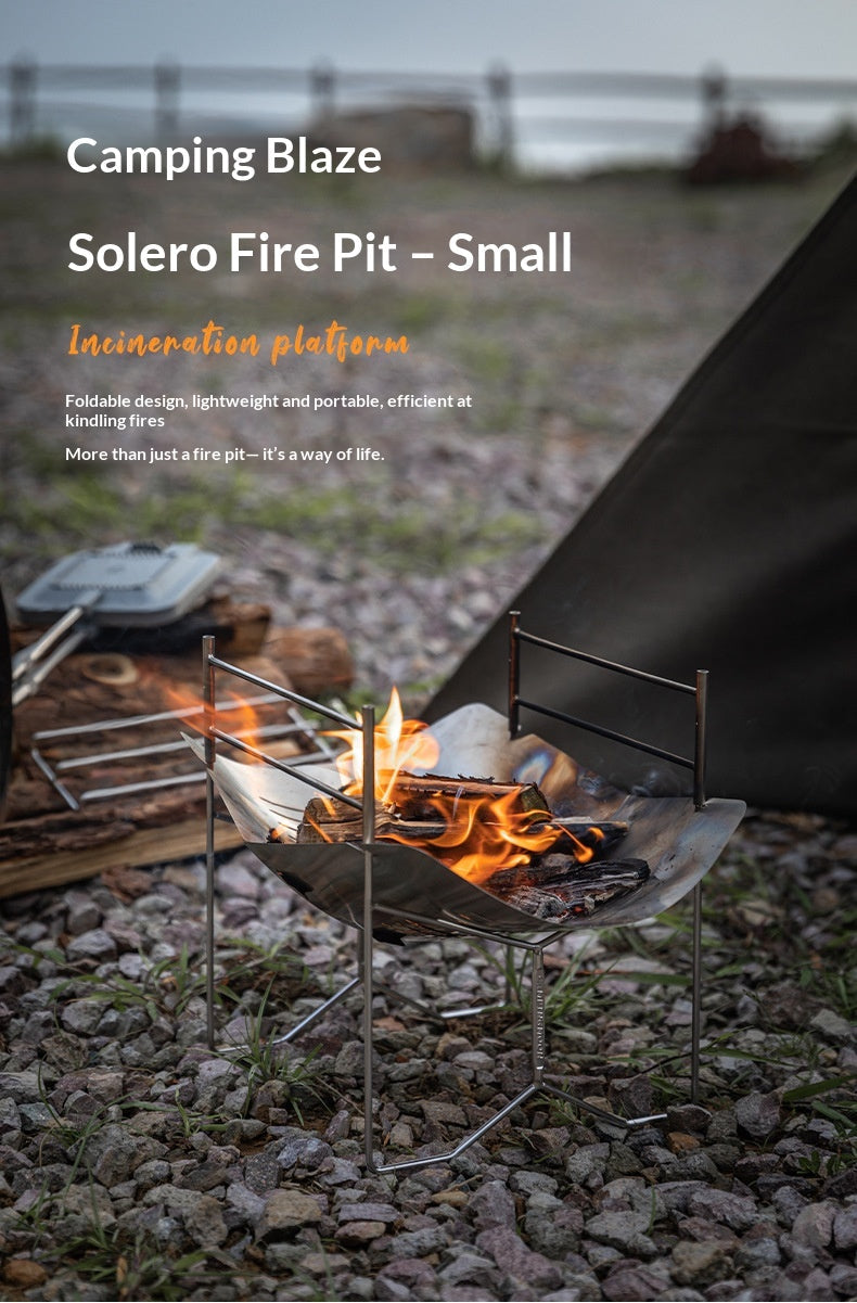 Campingmoon SOLO-A4 Portable Fire Pit Camping Bonfire BBQ Grill Stainless Steel Firewood Burner