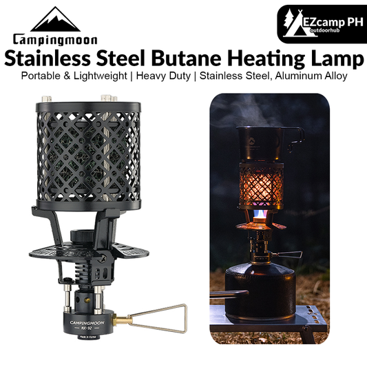 Campingmoon Portable Stainless Steel Butane Heating Lamp Camping Outdoor Durable BBQ Heating Lamp Warmer Heater Lamp Stove Butane Gas Fuel Lantern Hiking Beach Travel Heavy Duty Original Camping Moon
