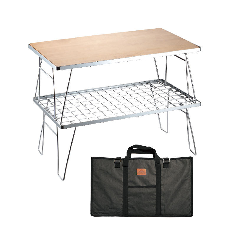 CAMPINGMOON Multi-Purpose Portable Folding Table Black Iron Stainless Steel Stackable Storage Rack Foldable Metal Table Outdoor Camping Hiking Travel Picnic  Heavy Duty Original Camping Moon