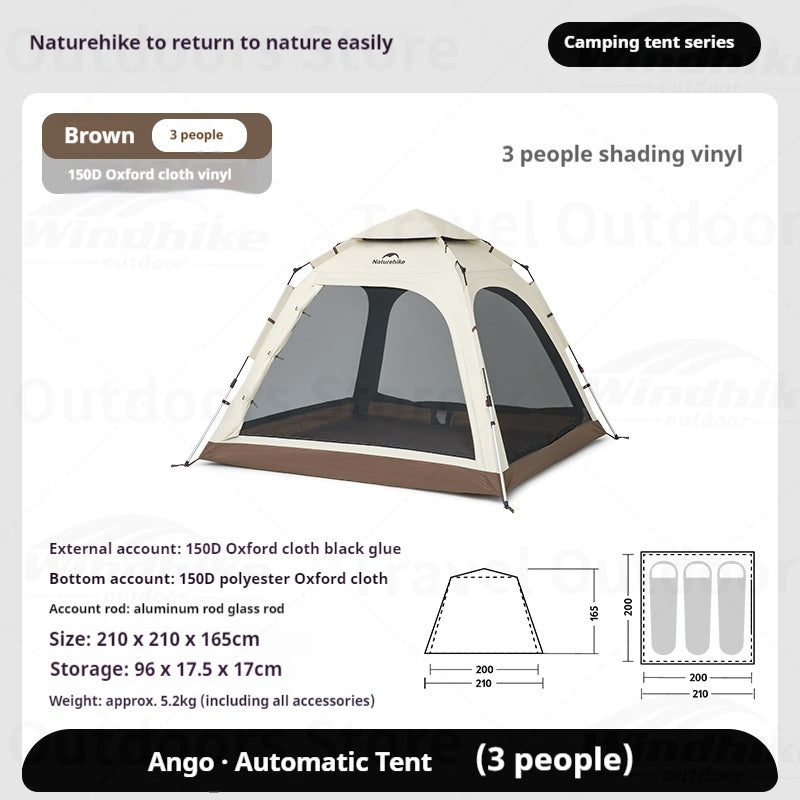 Naturehike ANGO PLUS Automatic Tent Upgraded Portable Lightweight 3-4 Persons Quick Opening Tent Camping Park Canopy Tent Integrated Tent Waterproof