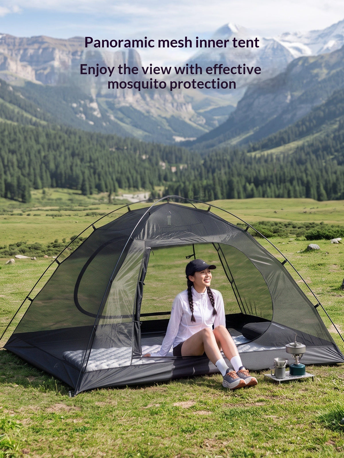 Blackdog REMOTE HILL 2 Hiking Tent Ultralight 2 Person Black Waterproof Silver Sunscreen Camping