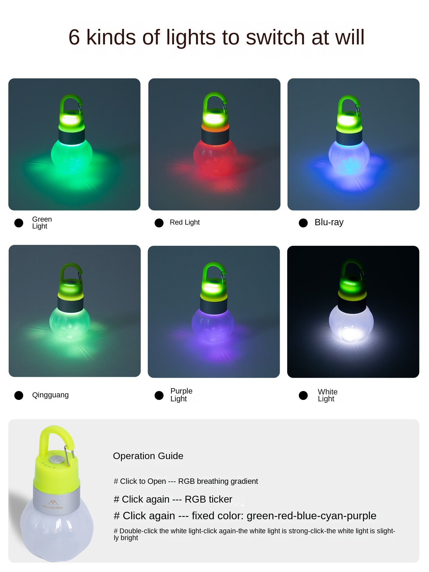 Mountainhiker Hanging Hook Lantern Portable Lamp Outdoor Waterproof USB C Charging Wireless Bottle Cap LED Light 2-20H Battery Working Time